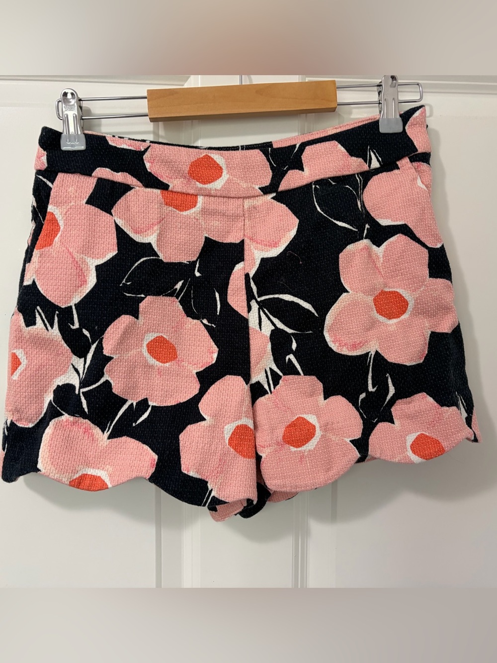 Anthropologie Black Floral Pink Orange Print Shorts